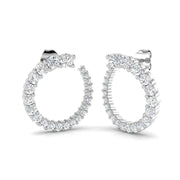 Luxury Cluster Prong Hoop Earrings in 10K/14K gold and platinum with certified lab-grown or natural diamonds