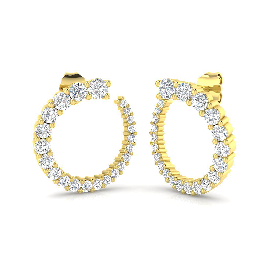 Luxury Cluster Prong Hoop Earrings in 10K/14K gold and platinum with certified lab-grown or natural diamonds