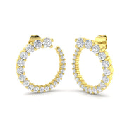 Luxury Cluster Prong Hoop Earrings in 10K/14K gold and platinum with certified lab-grown or natural diamonds