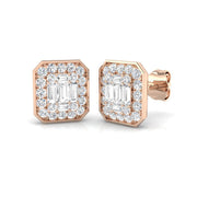 Stud Earrings with Octagon Diamond Cluster - 0.5ct Solid in 10K/14K gold and platinum with certified lab-grown or natural diamonds