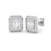 Stud Earrings with Octagon Diamond Cluster - 0.5ct Solid in 10K/14K gold and platinum with certified lab-grown or natural diamonds