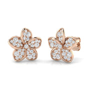 Beautiful 0.50Ct Diamond Flower Stud Earrings in in 10K/14K gold and platinum with certified lab-grown or natural diamonds