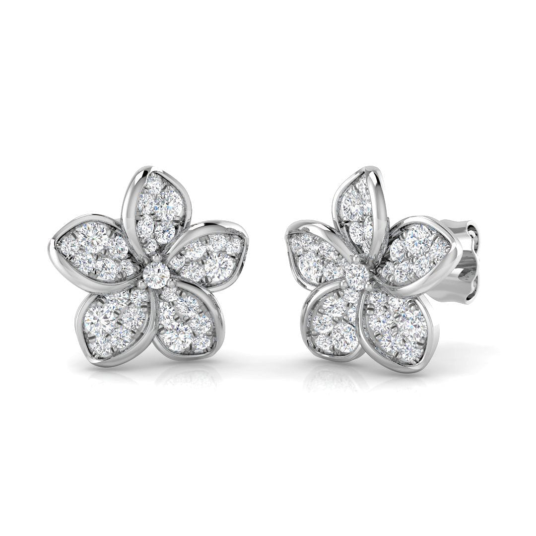 Beautiful 0.50Ct Diamond Flower Stud Earrings in in 10K/14K gold and platinum with certified lab-grown or natural diamonds