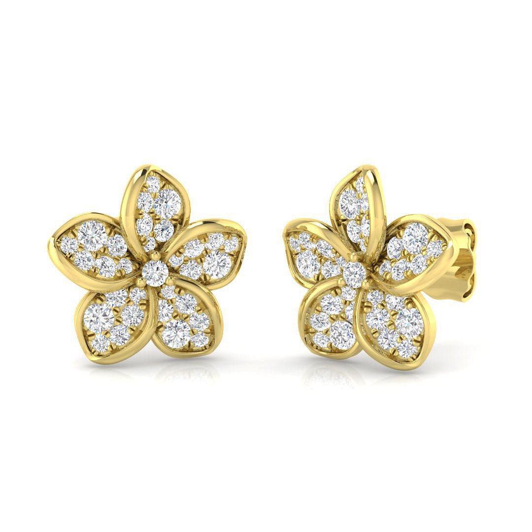Beautiful 0.50Ct Diamond Flower Stud Earrings in in 10K/14K gold and platinum with certified lab-grown or natural diamonds