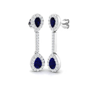 Blue Sapphire Drop Earrings with Pave Diamonds - Luxury Jewellery in 10K/14K gold and platinum with certified lab-grown or natural diamonds