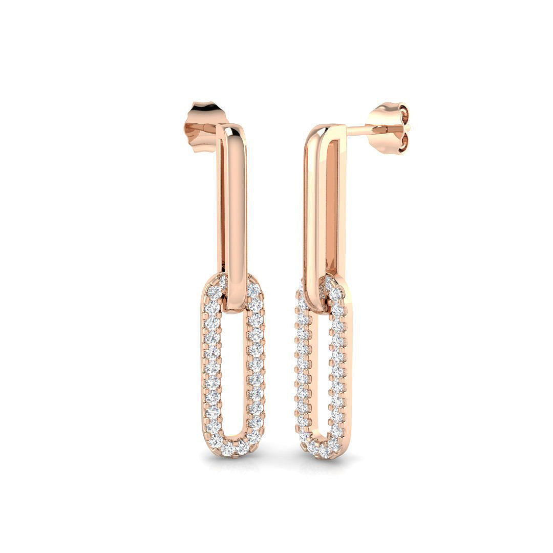 Barney Gold Drop & Trilogy Diamond Earrings - 0.5ct Luxury Jewelry in 10K/14K gold and platinum with certified lab-grown or natural diamonds