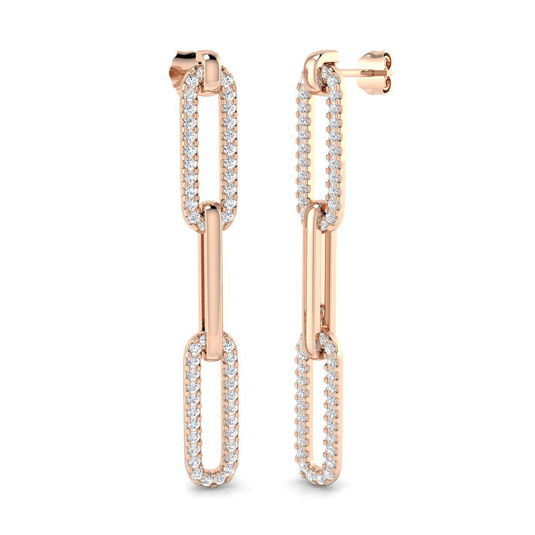 Birch Gold Drop & Trilogy Diamond Earrings - 1ct Luxury Style in 10K/14K gold and platinum with certified lab-grown or natural diamonds