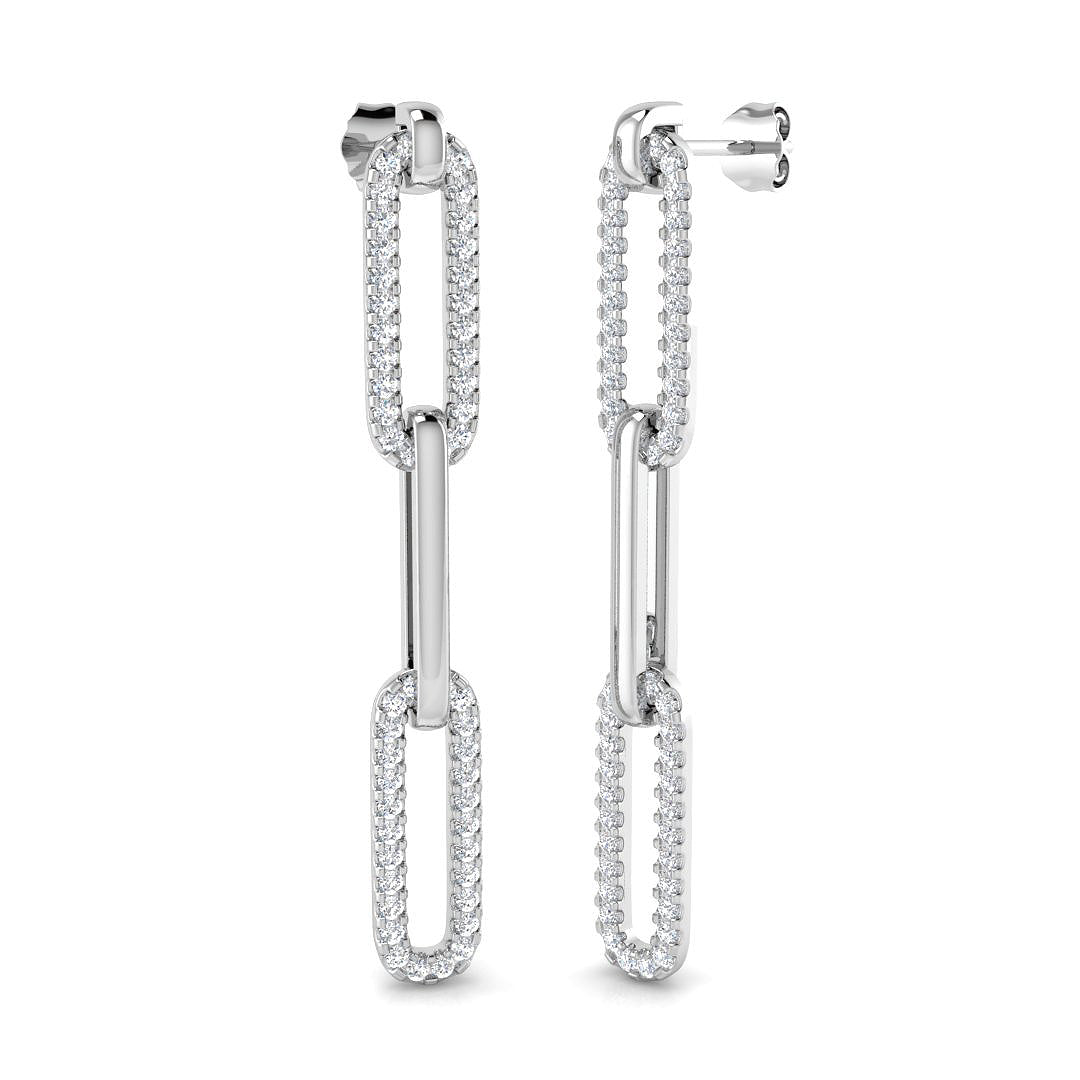 Birch Gold Drop & Trilogy Diamond Earrings - 1ct Luxury Style in 10K/14K gold and platinum with certified lab-grown or natural diamonds