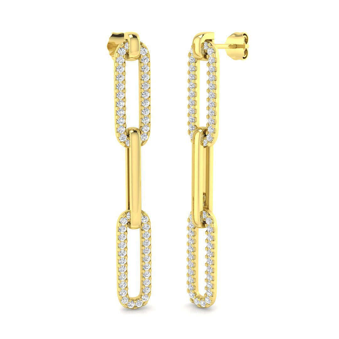 Birch Gold Drop & Trilogy Diamond Earrings - 1ct Luxury Style in 10K/14K gold and platinum with certified lab-grown or natural diamonds