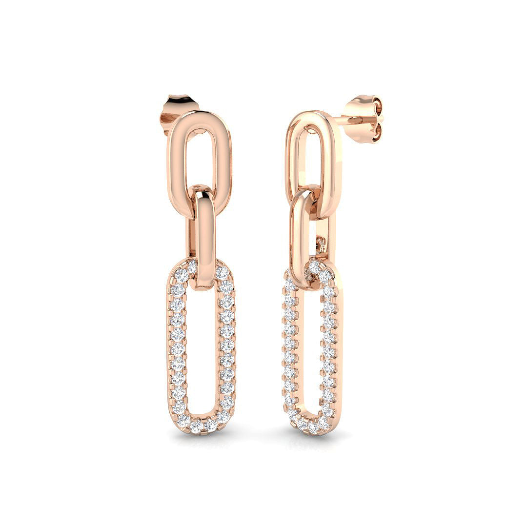 Bath Gold Drop & Trilogy Diamond Earrings in 10K/14K gold and platinum with certified lab-grown or natural diamonds