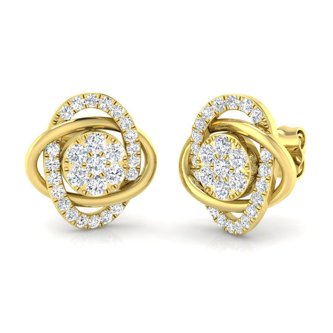Exquisite 0.50Ct Diamond Love Knot Stud Earrings in in 10K/14K gold and platinum with certified lab-grown or natural diamonds
