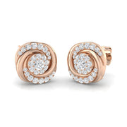 Elegant 0.50Ct Diamond Swirl Spiral Cluster Stud Earrings in 10K/14K gold and platinum with certified lab-grown or natural diamonds