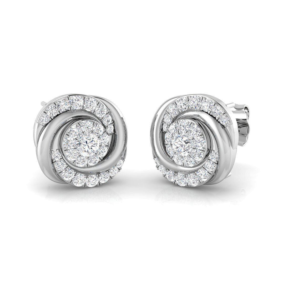 Elegant 0.50Ct Diamond Swirl Spiral Cluster Stud Earrings in 10K/14K gold and platinum with certified lab-grown or natural diamonds