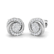 Elegant 0.50Ct Diamond Swirl Spiral Cluster Stud Earrings in 10K/14K gold and platinum with certified lab-grown or natural diamonds