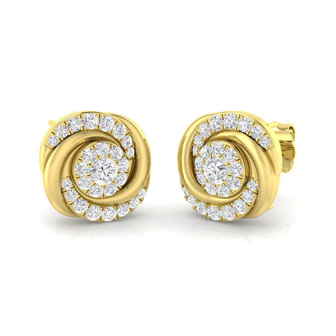 Elegant 0.50Ct Diamond Swirl Spiral Cluster Stud Earrings in 10K/14K gold and platinum with certified lab-grown or natural diamonds