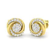Elegant 0.50Ct Diamond Swirl Spiral Cluster Stud Earrings in 10K/14K gold and platinum with certified lab-grown or natural diamonds