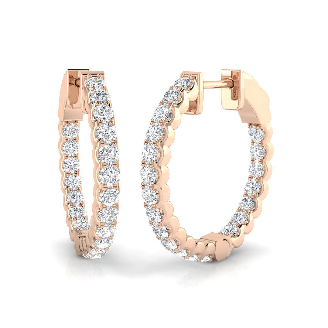Elegant 1.25 Ct Round Diamond Hoop Earrings in 10K/14K gold and platinum with certified lab-grown or natural diamonds