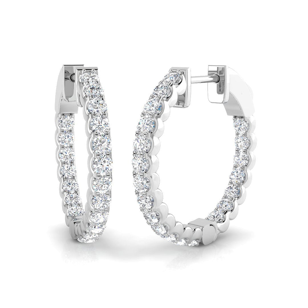 Elegant 1.25 Ct Round Diamond Hoop Earrings in 10K/14K gold and platinum with certified lab-grown or natural diamonds