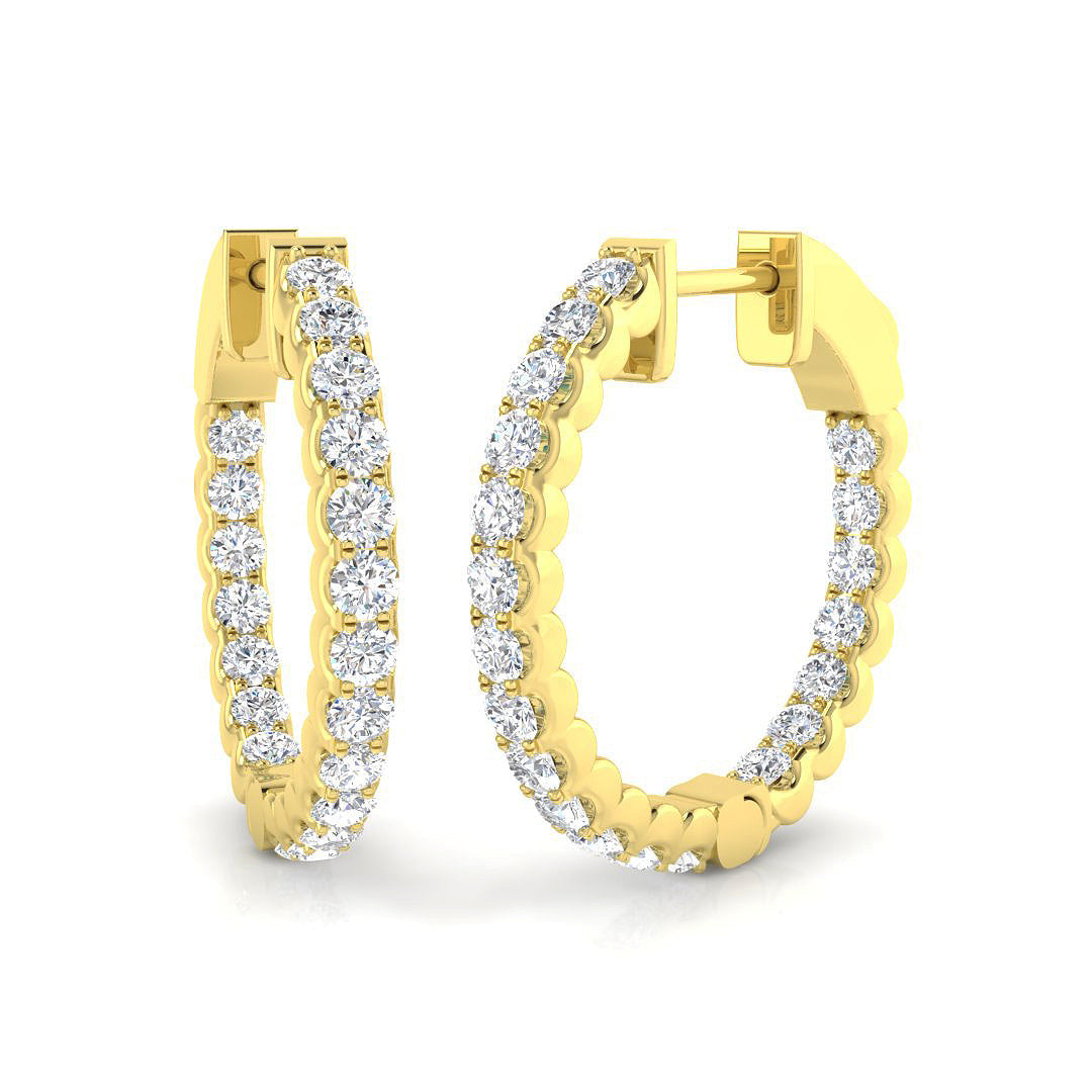 Elegant 1.25 Ct Round Diamond Hoop Earrings in 10K/14K gold and platinum with certified lab-grown or natural diamonds
