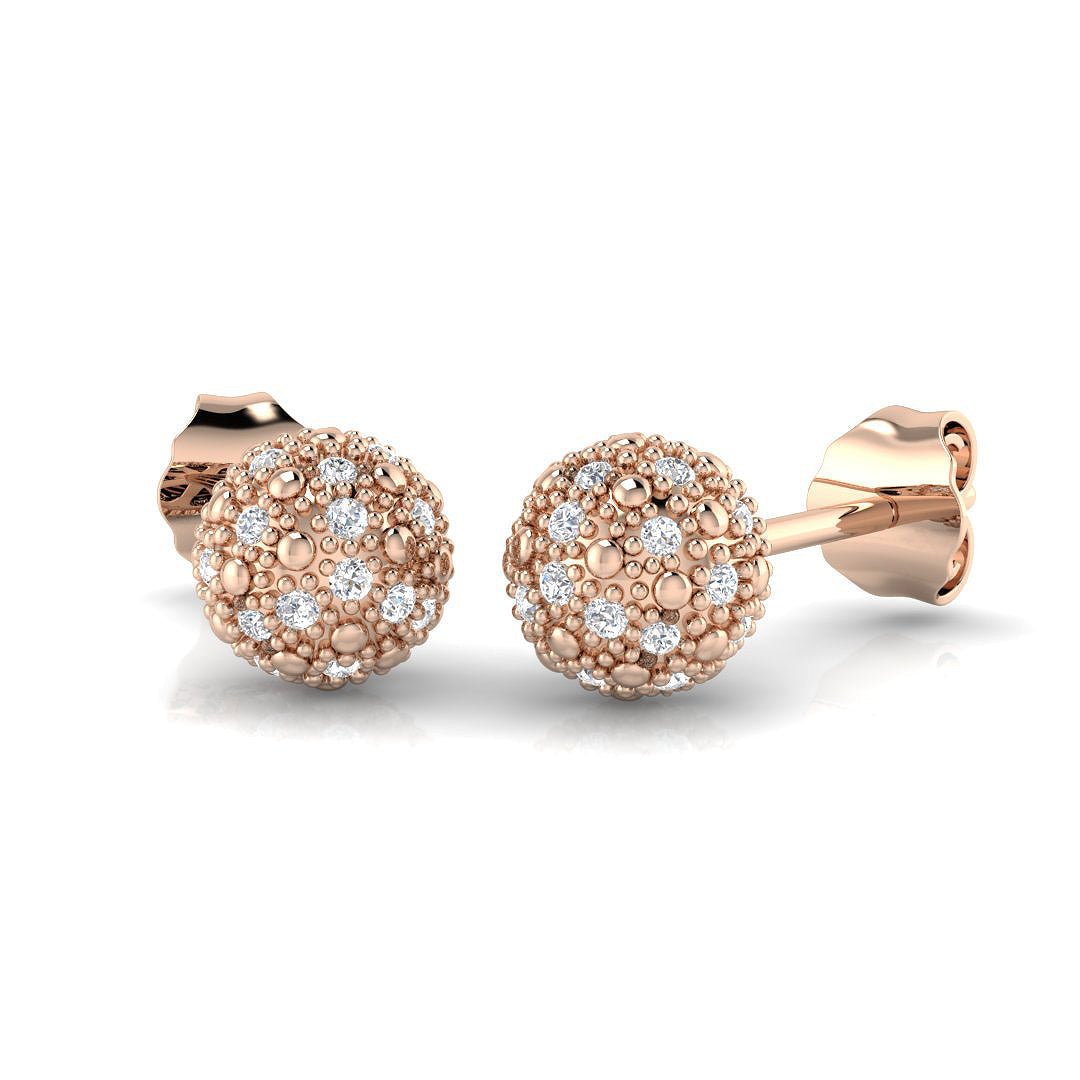 Stunning 0.25Ct Diamond Ball Stud Earrings in in 10K/14K gold and platinum with certified lab-grown or natural diamonds