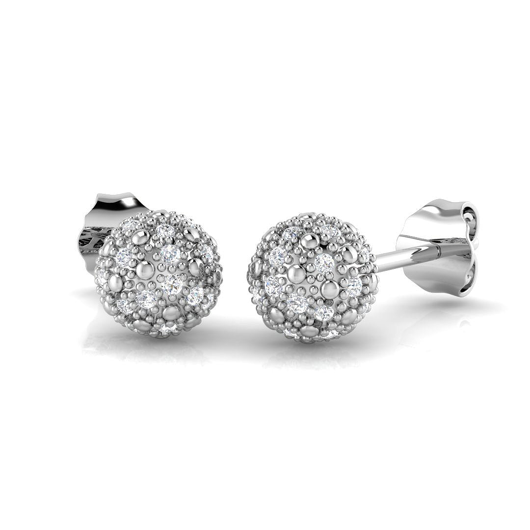 Stunning 0.25Ct Diamond Ball Stud Earrings in in 10K/14K gold and platinum with certified lab-grown or natural diamonds