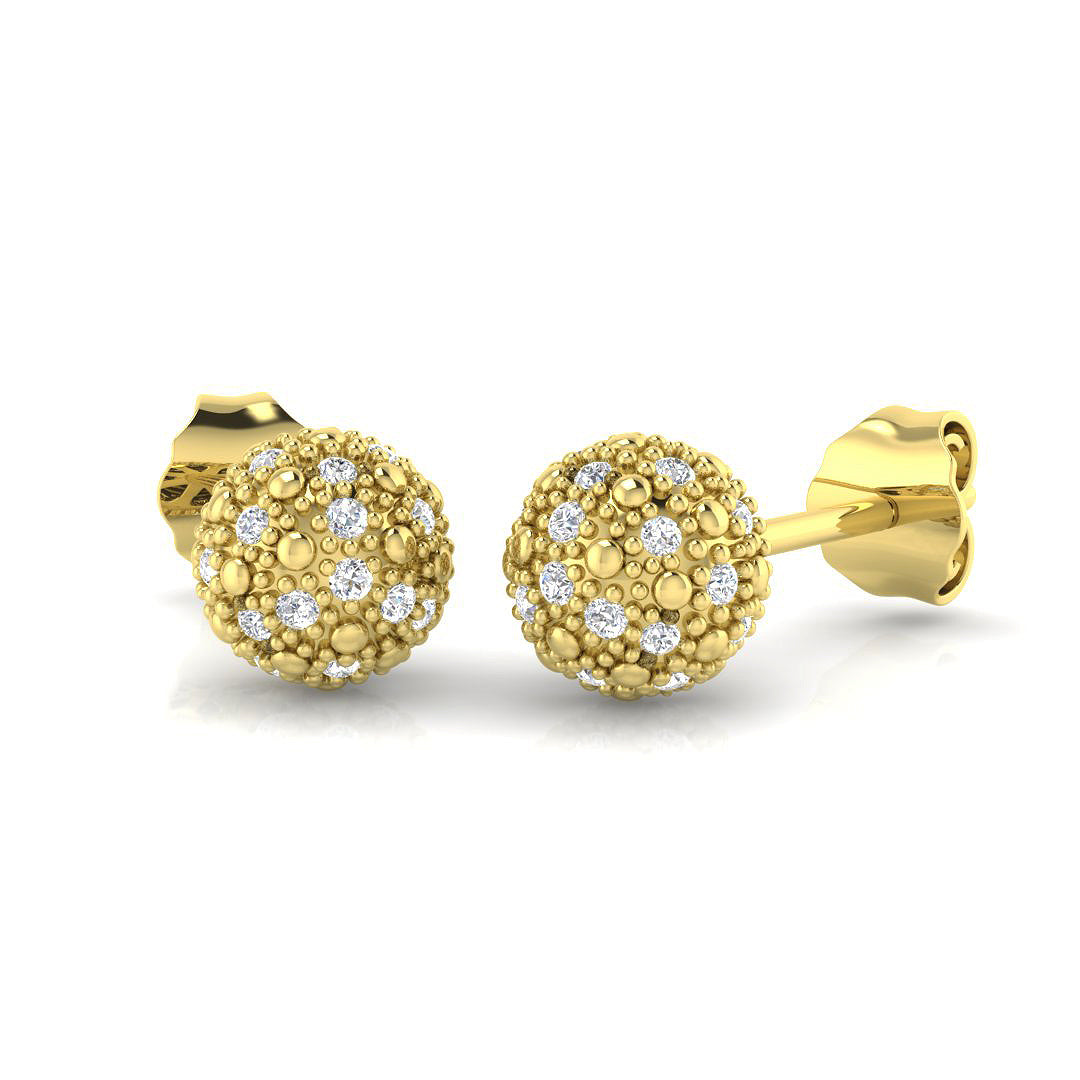 Stunning 0.25Ct Diamond Ball Stud Earrings in in 10K/14K gold and platinum with certified lab-grown or natural diamonds