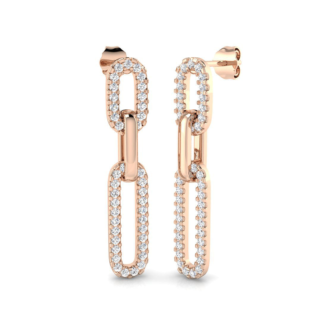 Bexly 1ct Gold Drop & Trilogy Diamond Earrings - Luxury Fine Jewelry in 10K/14K gold and platinum with certified lab-grown or natural diamonds
