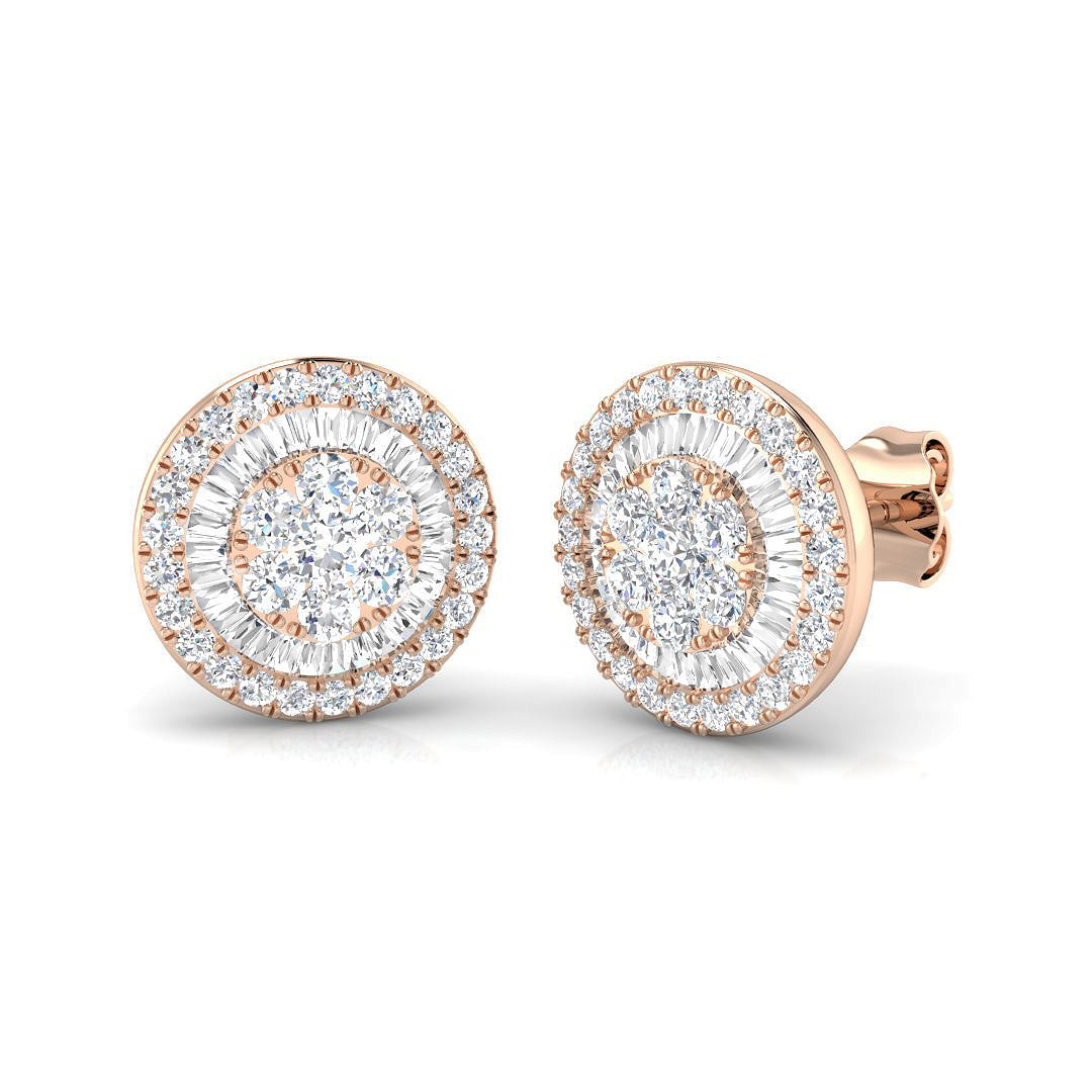 Gold Baguette and Brilliant Diamond Earrings - 1ct to 1.75ct in 10K/14K gold and platinum with certified lab-grown or natural diamonds