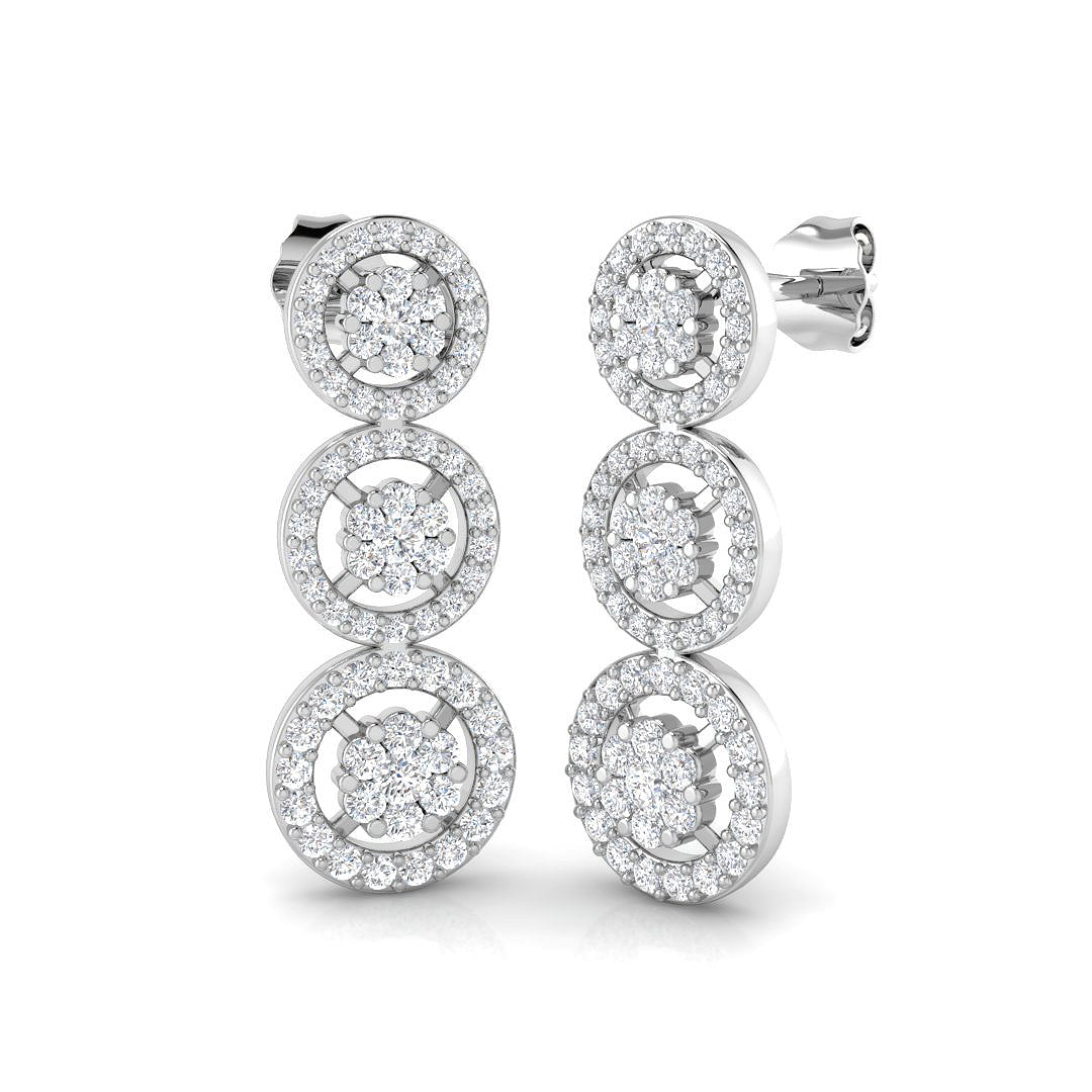 Trooy 1ct Gold Drop & Trilogy Diamond Earrings - Elegant Jewelry Design in 10K/14K gold and platinum with certified lab-grown or natural diamonds