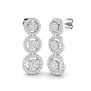 Trooy 1ct Gold Drop & Trilogy Diamond Earrings - Elegant Jewelry Design in 10K/14K gold and platinum with certified lab-grown or natural diamonds