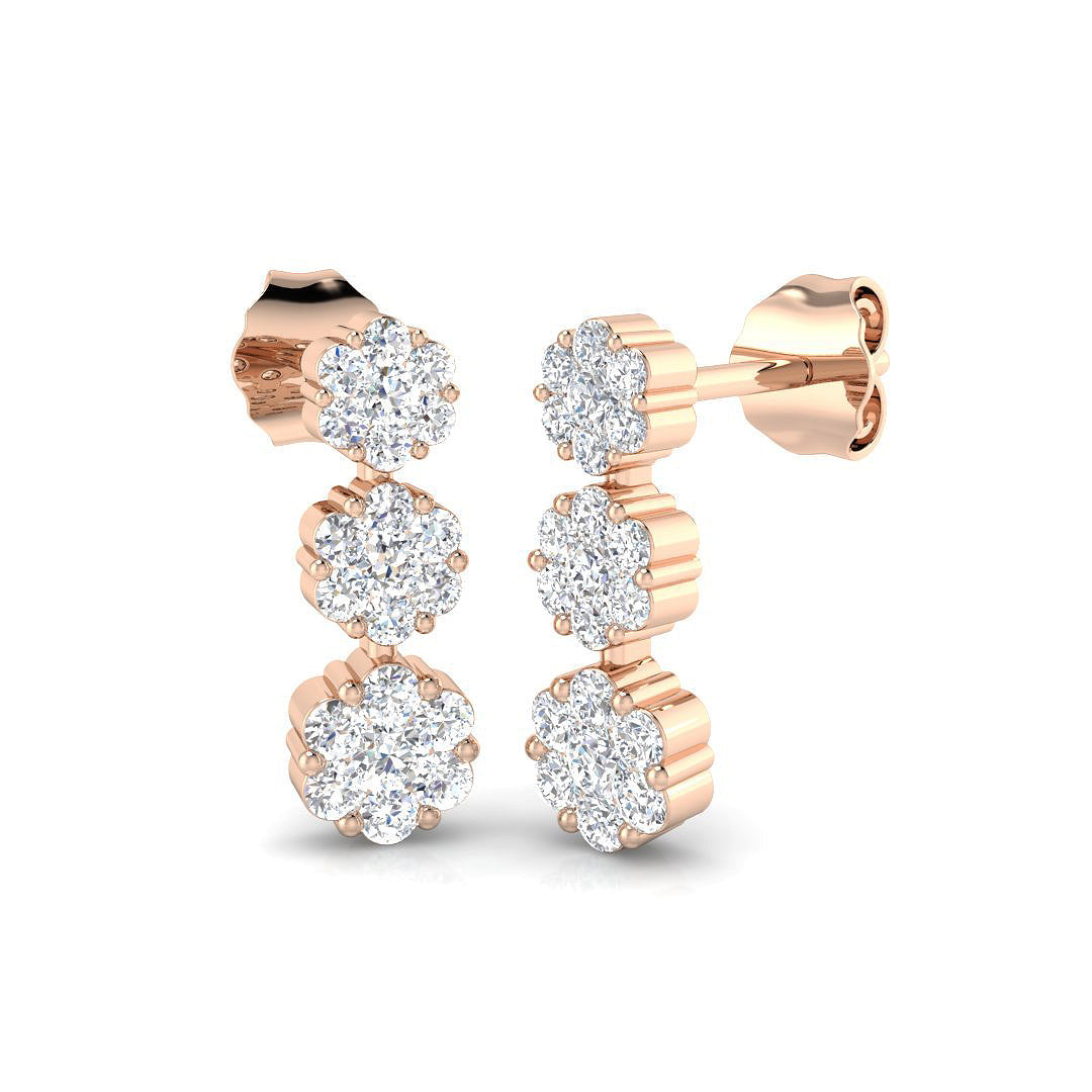 Ensoy Gold Drop & Trilogy Diamond Earrings - Elegant Luxury Jewelry in 10K/14K gold and platinum with certified lab-grown or natural diamonds