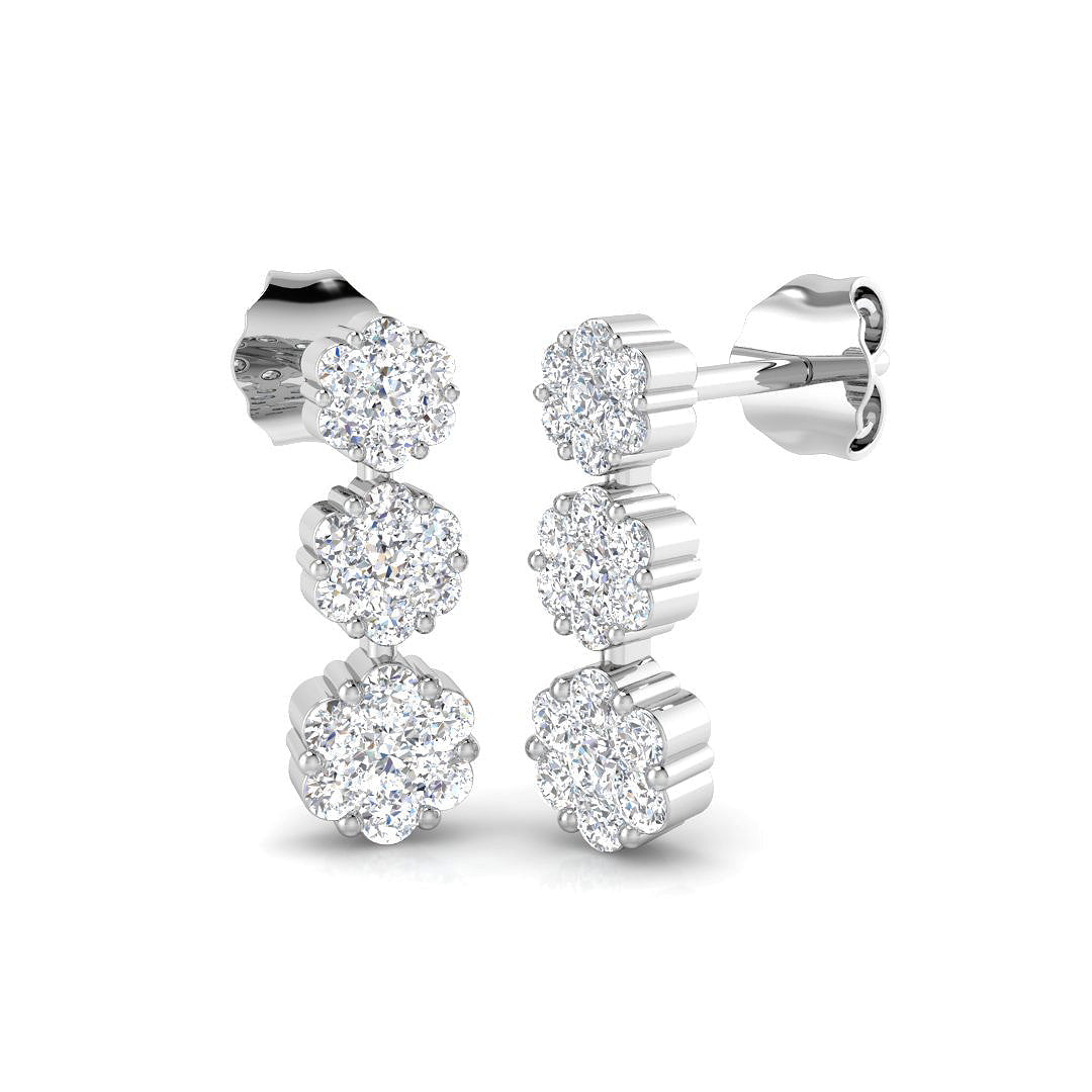 Ensoy Gold Drop & Trilogy Diamond Earrings - Elegant Luxury Jewelry in 10K/14K gold and platinum with certified lab-grown or natural diamonds