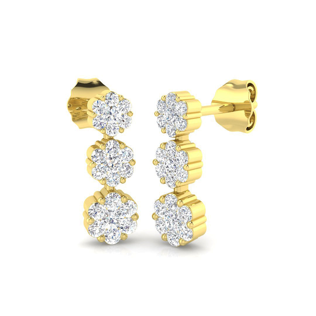 Ensoy Gold Drop & Trilogy Diamond Earrings - Elegant Luxury Jewelry in 10K/14K gold and platinum with certified lab-grown or natural diamonds