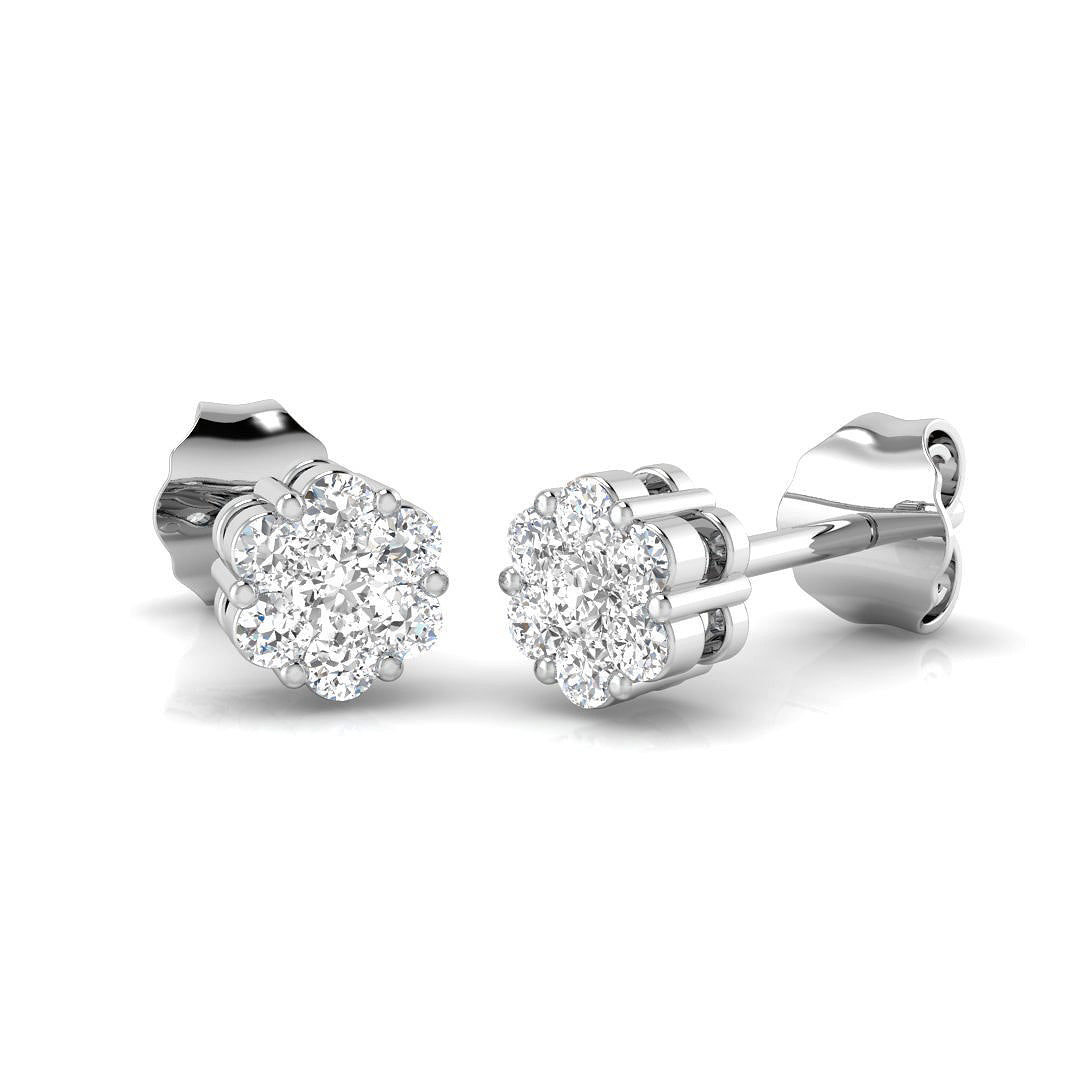 Flower Diamond Cluster Stud Earrings in 10K/14K gold and platinum with certified lab-grown or natural diamonds