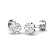 Flower Diamond Cluster Stud Earrings in 10K/14K gold and platinum with certified lab-grown or natural diamonds