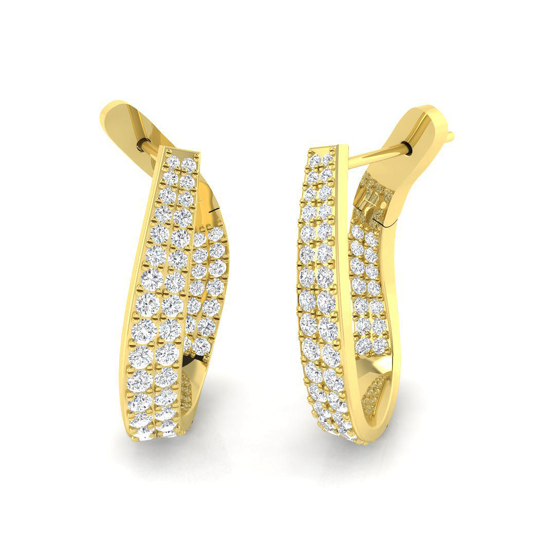 Luxury 1 Ct Diamond Hoop Earrings in 10K/14K gold and platinum with certified lab-grown or natural diamonds
