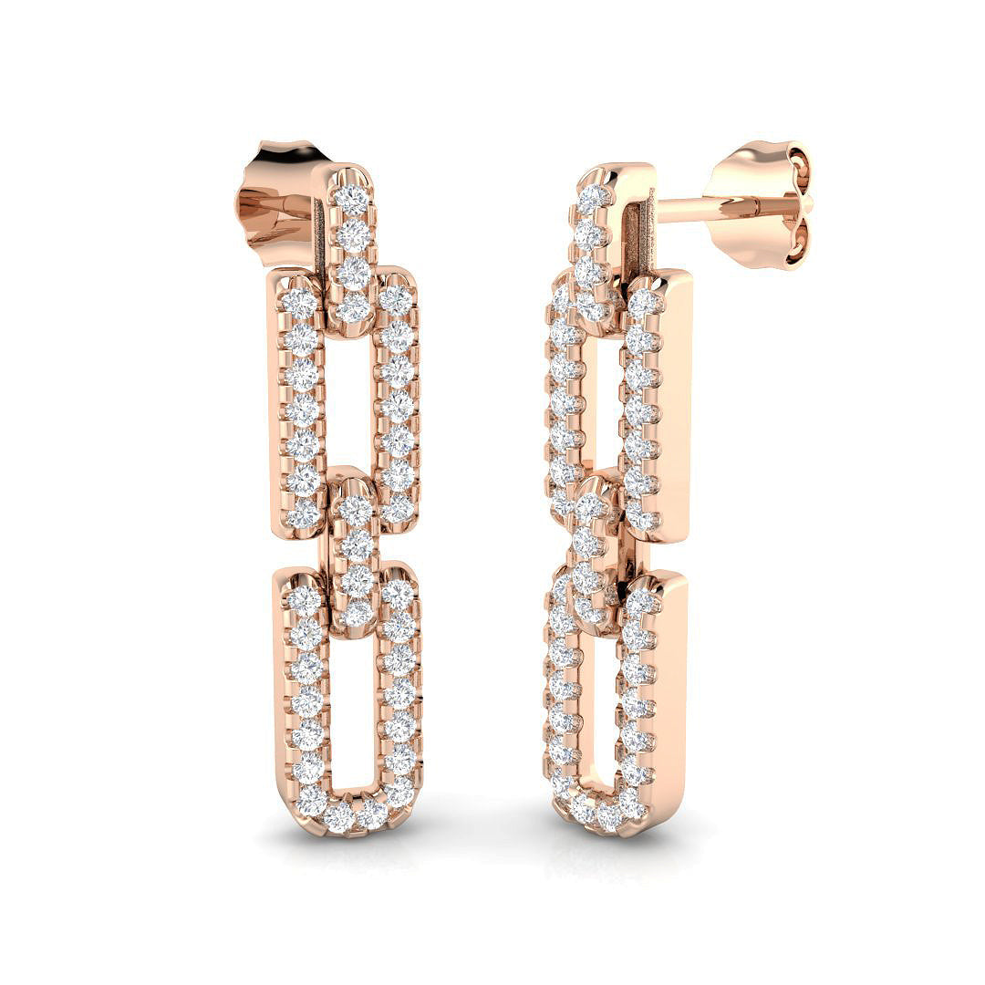 Blake Gold Drop & Trilogy Diamond Earrings - 0.5ct Luxury Jewelry in 10K/14K gold and platinum with certified lab-grown or natural diamonds