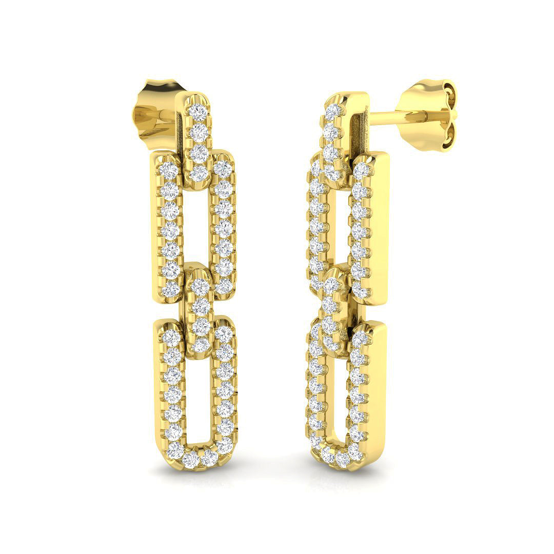Blake Gold Drop & Trilogy Diamond Earrings - 0.5ct Luxury Jewelry in 10K/14K gold and platinum with certified lab-grown or natural diamonds