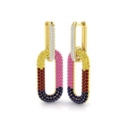 Luxury 3.5 Ct Multi-Gemstone Hoop Earrings in 10K/14K gold and platinum with certified lab-grown or natural diamonds