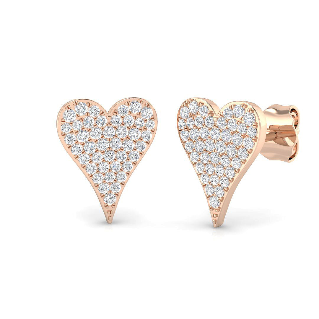 0.25ct Heart Cluster Diamond Stud Earrings in 10K/14K gold and platinum with certified lab-grown or natural diamonds