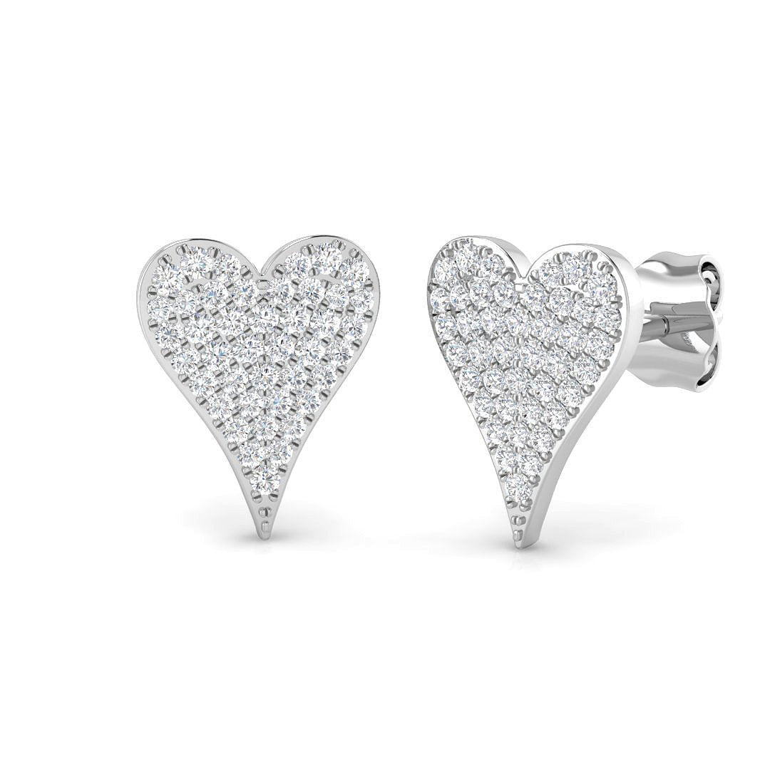 0.25ct Heart Cluster Diamond Stud Earrings in 10K/14K gold and platinum with certified lab-grown or natural diamonds