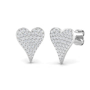 0.25ct Heart Cluster Diamond Stud Earrings in 10K/14K gold and platinum with certified lab-grown or natural diamonds