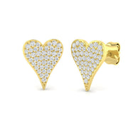0.25ct Heart Cluster Diamond Stud Earrings in 10K/14K gold and platinum with certified lab-grown or natural diamonds