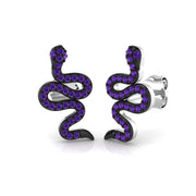 Breathtaking 0.20 Ct Purple Amethyst Snake Stud Earrings in in 10K/14K gold and platinum with certified lab-grown or natural diamonds