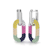 Luxury 2.0Ct Multi-Color Gemstone Paperclip Link Drop Earrings in 10K/14K gold and platinum with certified lab-grown or natural diamonds