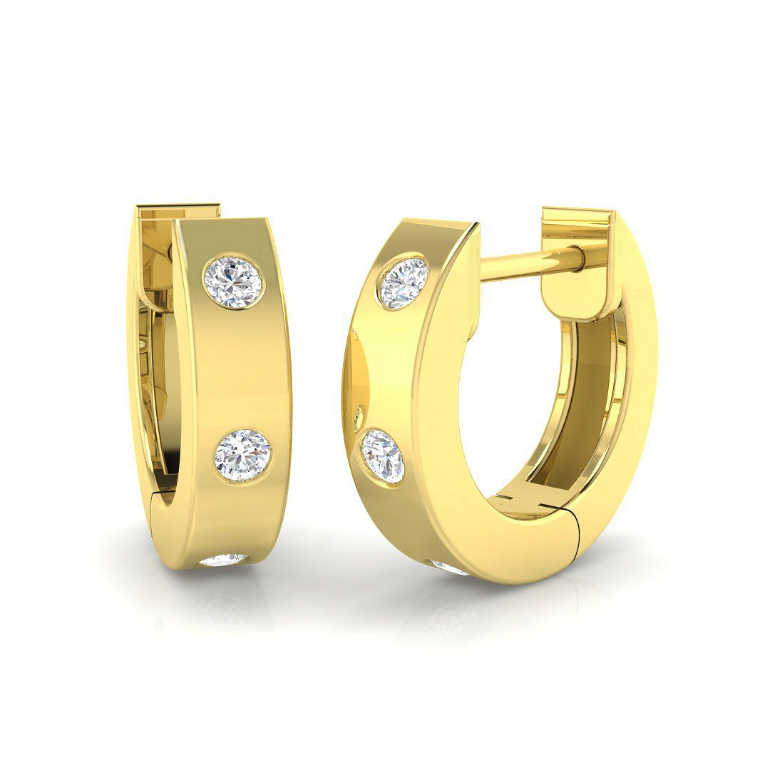 0.1 Ct Diamond Hoop Earrings in 10K/14K gold and platinum with certified lab-grown or natural diamonds