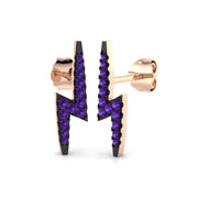 Stunning Purple Gemstone Lightning Bolt Stud Earrings 2 in 10K/14K gold and platinum with certified lab-grown or natural diamonds