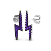 Stunning Purple Gemstone Lightning Bolt Stud Earrings 2 in 10K/14K gold and platinum with certified lab-grown or natural diamonds