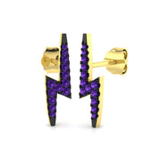 Stunning Purple Gemstone Lightning Bolt Stud Earrings 2 in 10K/14K gold and platinum with certified lab-grown or natural diamonds