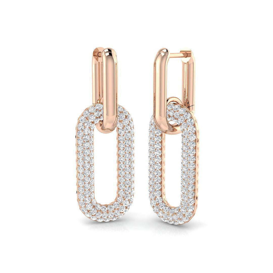 Spunky Gold Drop & Trilogy Diamond Earrings - 1.5ct to 2.5ct Luxury in 10K/14K gold and platinum with certified lab-grown or natural diamonds